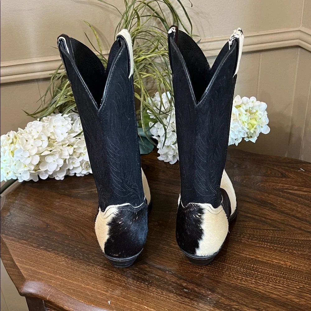 Vintage Code West Black and White  Leather Cowboy Boots Size 9 M - Picture 5 of 15